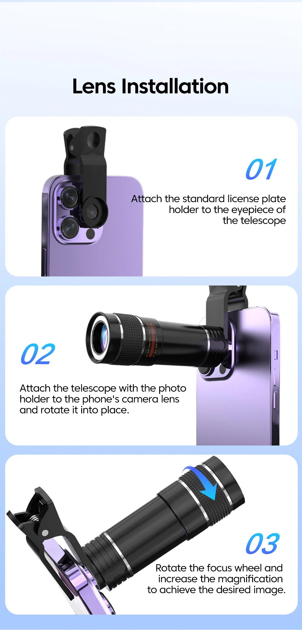 20x Mobile Phone External Telephoto Lens Kit Portable Design With Lens Clip HD External Zoom Camera Lens For Concert Shooting 