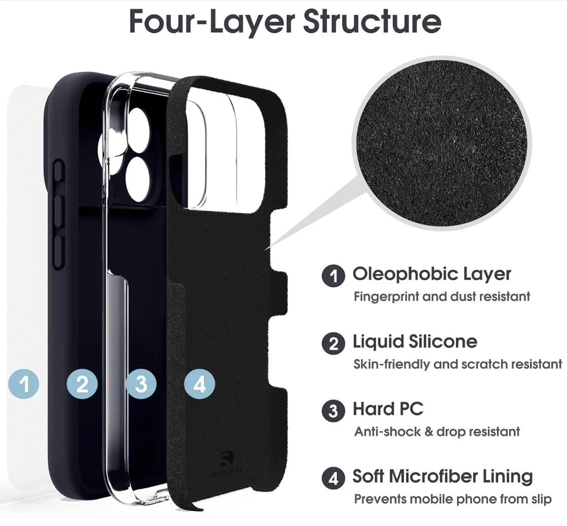 Liquid Silicone Protective Case for iPhone 17 Pro Max/17 /17 Pro,Camera All-Round Protection,Soft Microfiber Lining Anti-Scratch