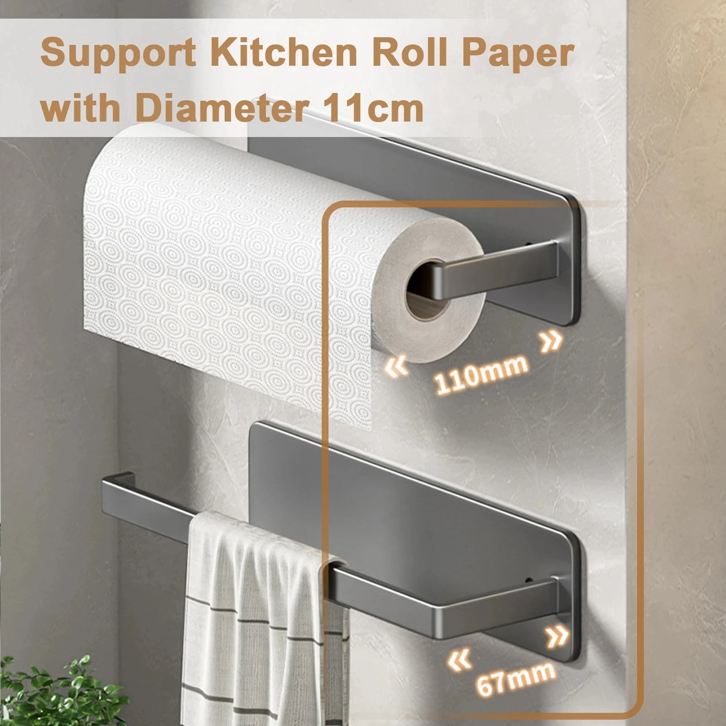 Adhesive Toilet Paper Holder Stainless Steel Wall Mount Kitchen Roll Towel Rack Napkin Dispenser Absorbent Stand Tissue Hanger