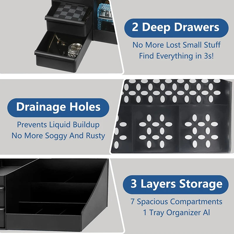 Cologne Organizer For Men, Perfume Stand, Bathroom Countertop Organizer With Drawers Cologne Holder For Dresser