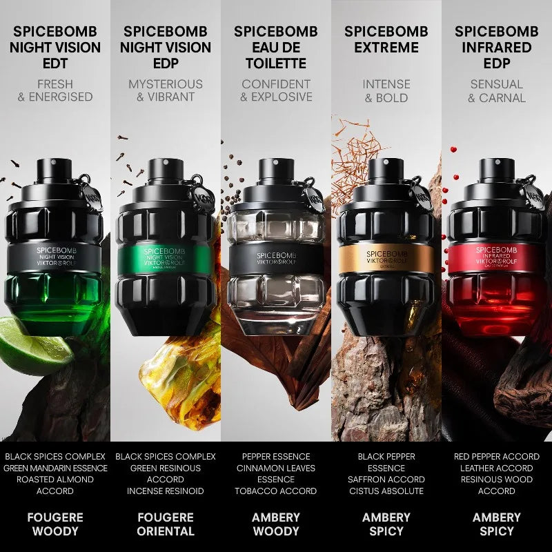 Viktor&Rolf Spicebomb Eau De Toilette Woody Spicy Cologne Men with Notes Citrus Tobacco 90ML Long Lasting Fragrance Cologne