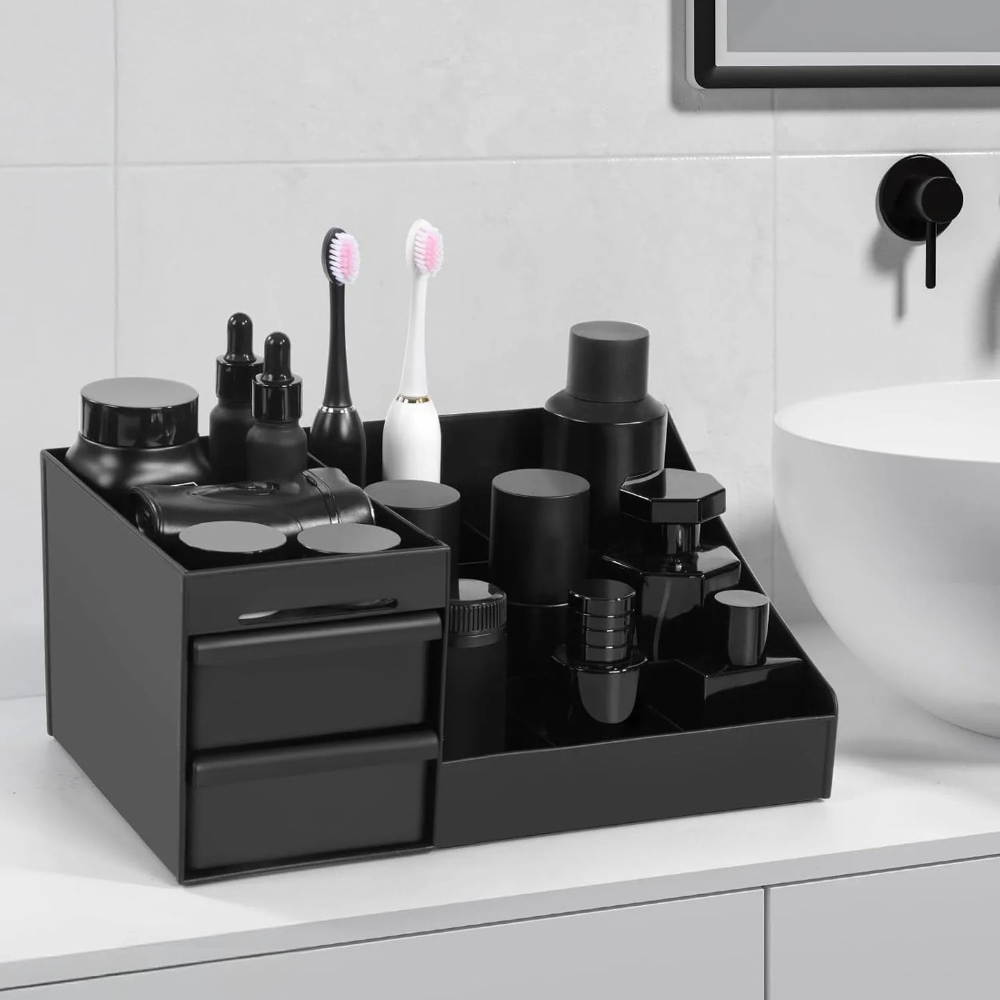 Cologne Organizer For Men, Cologne Holder For Dresser, Perfume Stand, Bathroom Countertop Organizer With Drawers Counter Storage