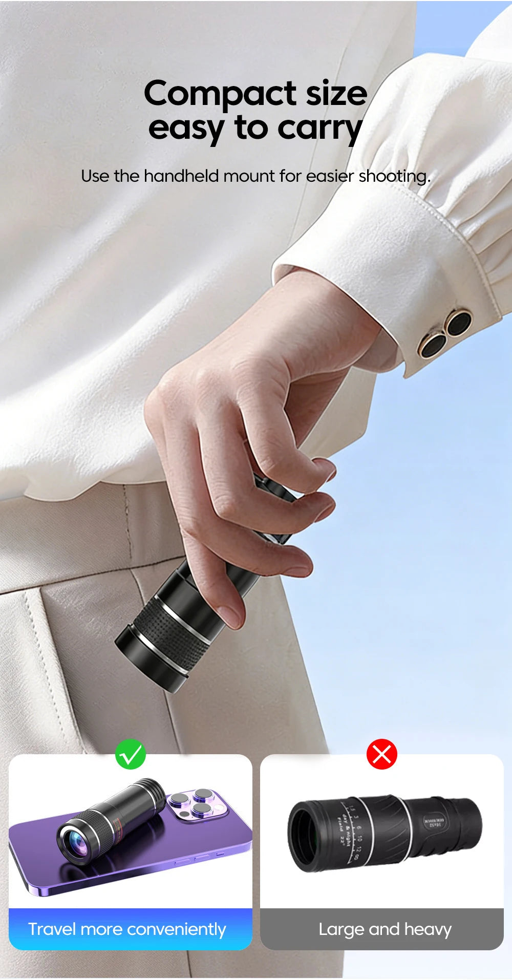 20x Mobile Phone External Telephoto Lens Kit Portable Design With Lens Clip HD External Zoom Camera Lens For Concert Shooting ﻿