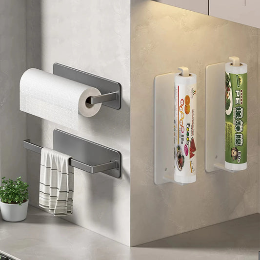 Adhesive Toilet Paper Holder Stainless Steel Wall Mount Kitchen Roll Towel Rack Napkin Dispenser Absorbent Stand Tissue Hanger