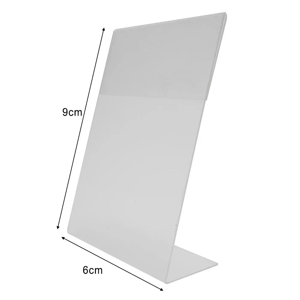 Transparent Acrylic Display Stand Photo Frames Desk Display Card Stand Price Tag Clip Sign Card Holder Stands Poster Racks A6