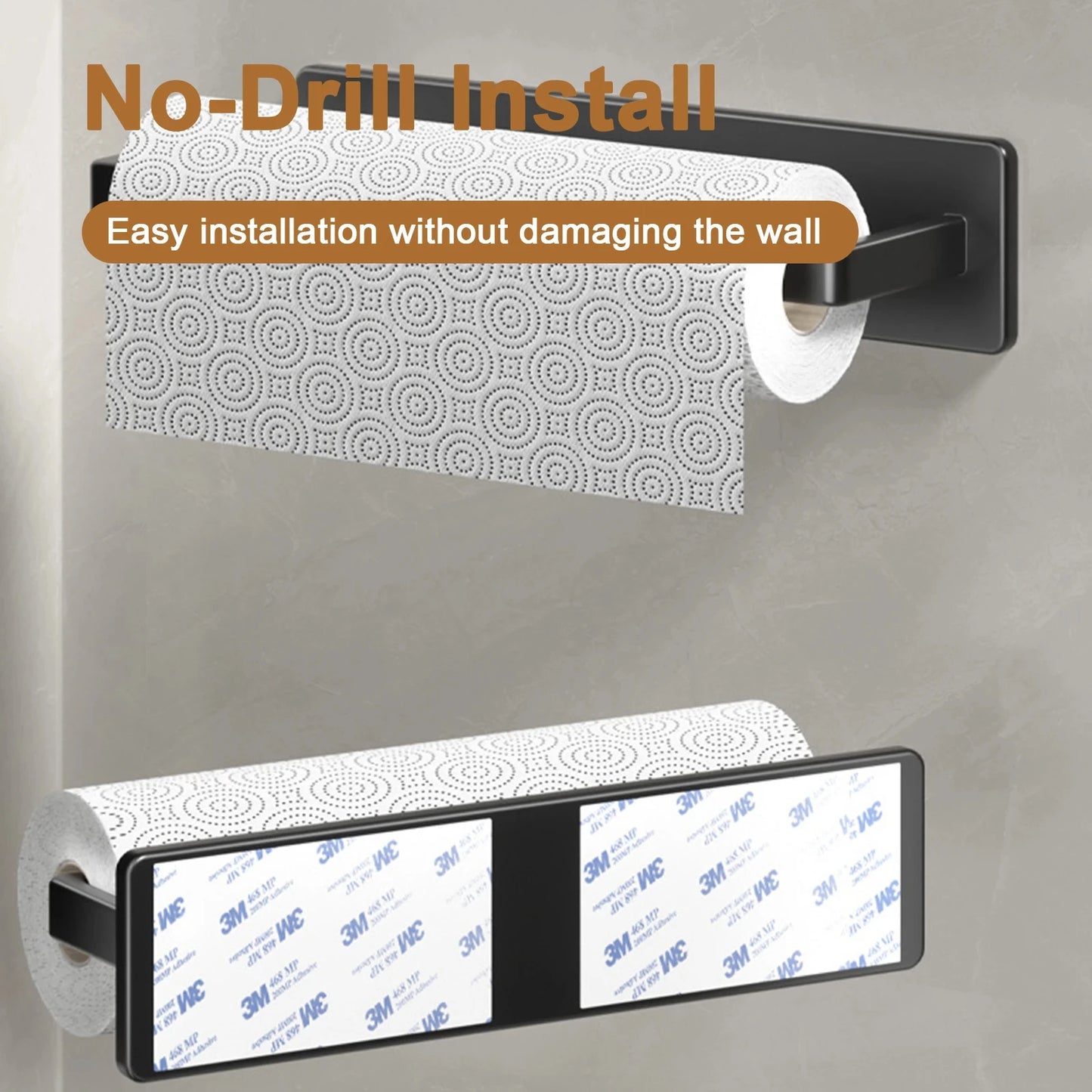 Adhesive Toilet Paper Holder Stainless Steel Wall Mount Kitchen Roll Towel Rack Napkin Dispenser Absorbent Stand Tissue Hanger