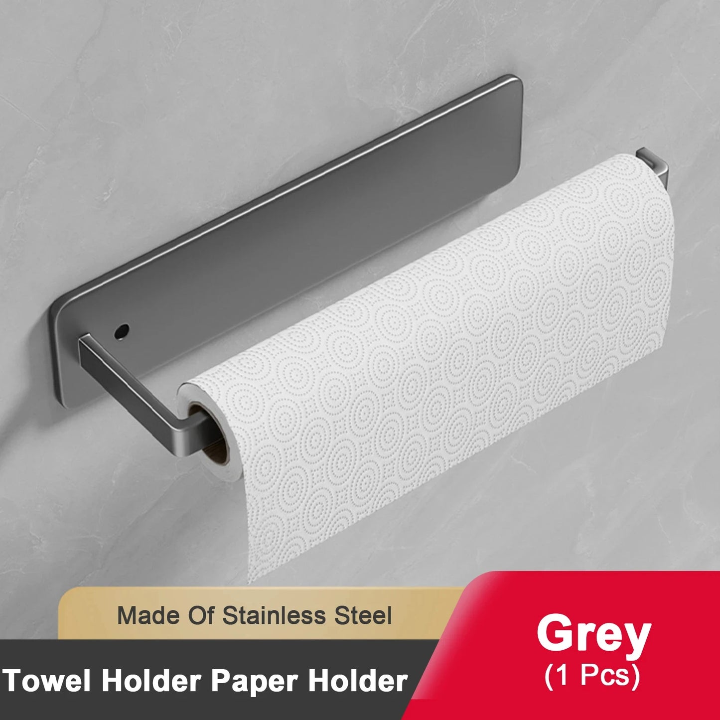Adhesive Toilet Paper Holder Stainless Steel Wall Mount Kitchen Roll Towel Rack Napkin Dispenser Absorbent Stand Tissue Hanger