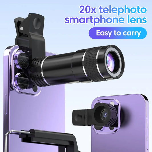 20x Mobile Phone External Telephoto Lens Kit Portable Design With Lens Clip HD External Zoom Camera Lens For Concert Shooting ﻿