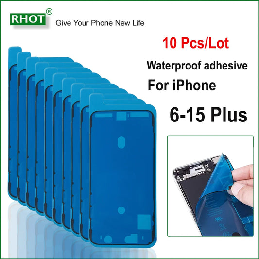 10Pcs LCD Display Front Side Waterproof Seal Stickers for iPhone 6/7/8/X/XS/XR/11/12/13/14/15 - Adhesive Protection Seals
