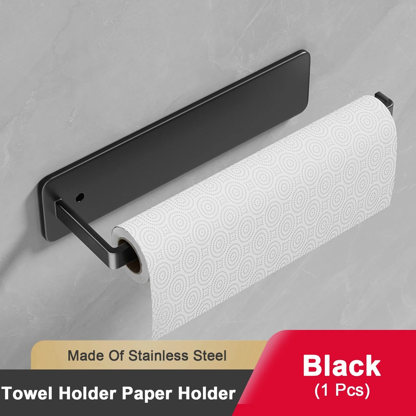 Adhesive Toilet Paper Holder Stainless Steel Wall Mount Kitchen Roll Towel Rack Napkin Dispenser Absorbent Stand Tissue Hanger
