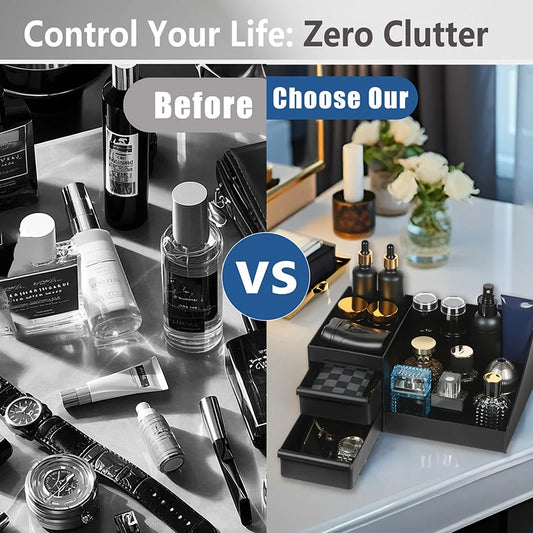 Cologne Organizer For Men, Perfume Stand, Cologne Holder For Dresser, Bathroom Countertop Organizer With Drawers