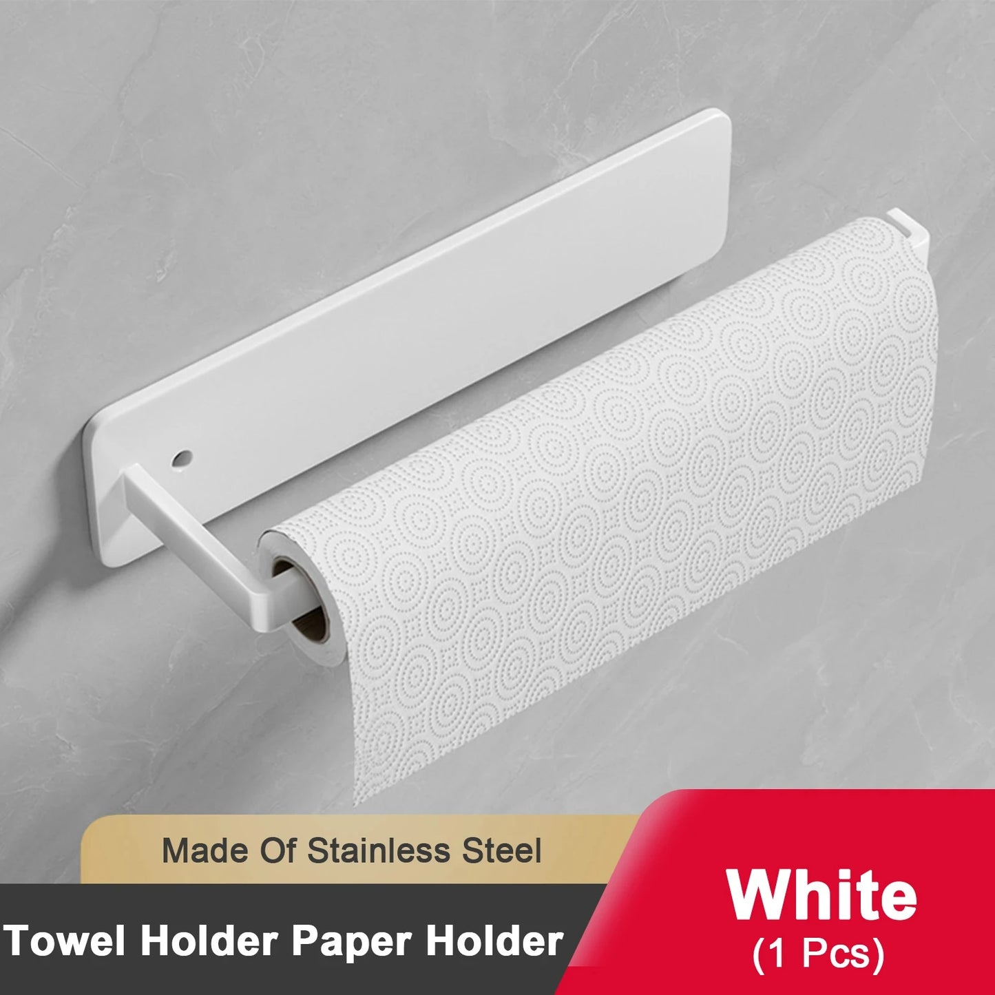 Adhesive Toilet Paper Holder Stainless Steel Wall Mount Kitchen Roll Towel Rack Napkin Dispenser Absorbent Stand Tissue Hanger