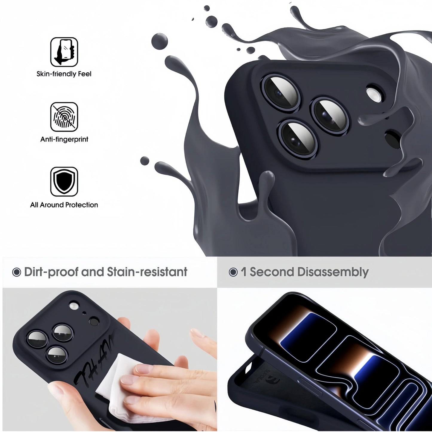 Liquid Silicone Protective Case for iPhone 17 Pro Max/17 /17 Pro,Camera All-Round Protection,Soft Microfiber Lining Anti-Scratch