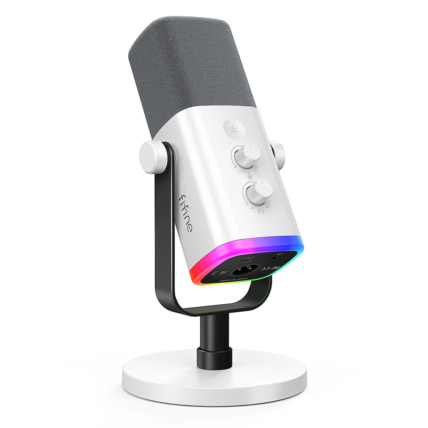 FIFINE USB/XLR Dynamic Microphone with RGB Control/Headphone Jack/Mute,MIC for PC Gaming YouTube Live-Streaming AmpliGame-AM8P
