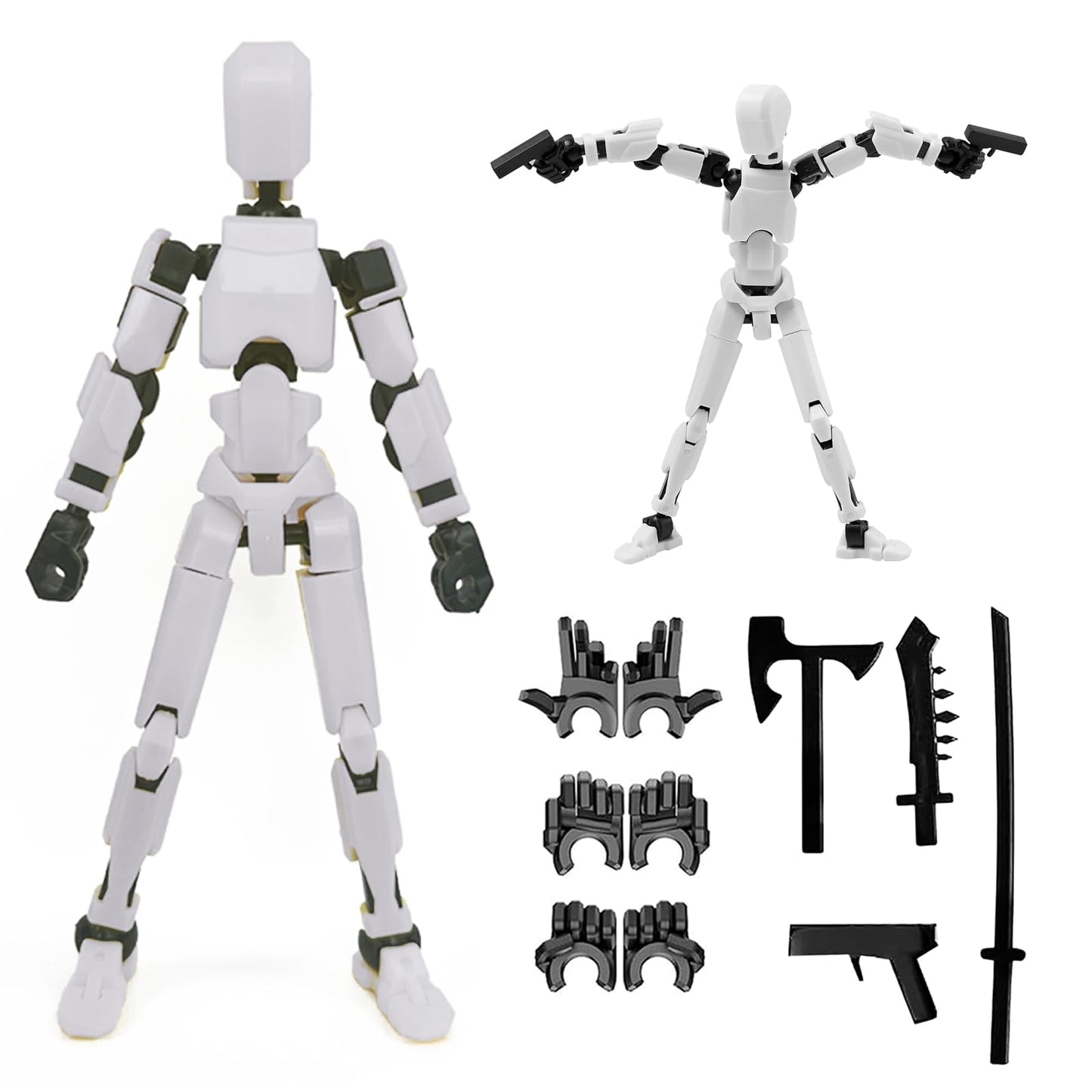 DANONI Titan 13 Action Figure Lucky Robot 13 Action Figure 3D Printed Action Figure Analog Robot 13 Action Figure Stop Action Animation Multi-Articulated Action Figure (White)
